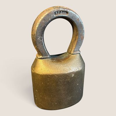 Segal Heavy-Duty Scandinavian Style Brass and Iron Padlock. A vintage industrial padlock of the 