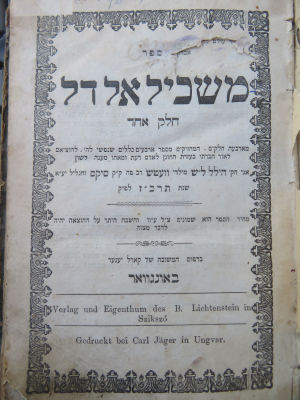 משכיל אל דל. אונגוואר. מהדורה ראשונה. . ספר משכיל אל דל, דברי מוסר על דרך החסידות מאת רבי הלל 