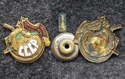 Знак От сознательных граждан инвалидам войны, 1924 год. Томпак, эмаль, размер 25,6 на 25,7 мм. 