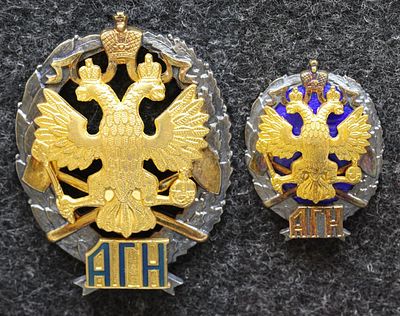 Академия горных наук 2 знака Редкие цвета эмали! Люкс!. Серебро, ММД. Размер большого знака 52,7 