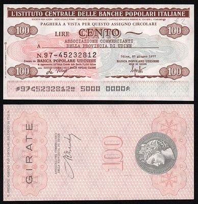 Италия чек 1977 год aUNC!. Бумага. За пределы Российской Федерации лоты не отправляем!