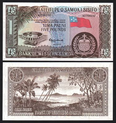 Западное Самоа (Самоа и Сисифо) 5 Фунтов 1963 год (reprint 2020) UNC!. Бумага. За пределы 