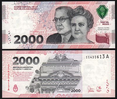 Аргентина 2000 песо 2023 год UNC!. Бумага. За пределы Российской Федерации лоты не отправляем!