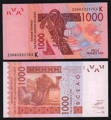 Кот-дИвуар 1000 франков 2023 год UNC!. Бумага. За пределы Российской Федерации лоты не отправляем!