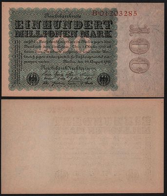 Германия 100000000 марок 1923 год UNC!. Бумага. За пределы Российской Федерации лоты не отправляем!