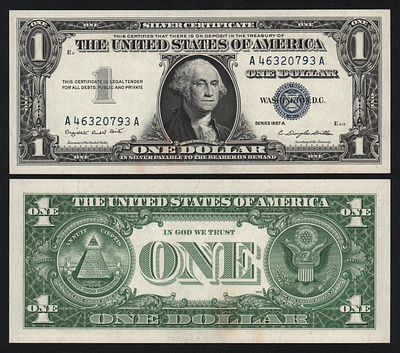 США 1 доллар 1957 год Литеры АА подпись Кларенс Дуглас Диллон UNC!. Бумага. За пределы 