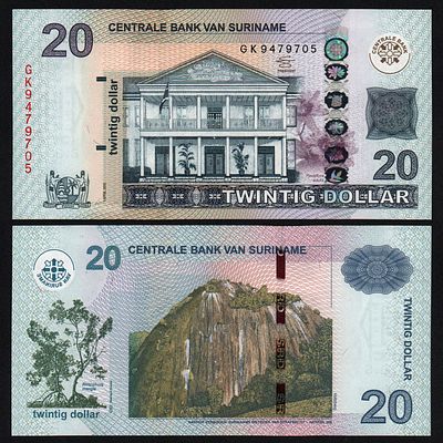 Суринам 20 долларов 2012 год UNC!. Бумага. За пределы Российской Федерации лоты не отправляем!