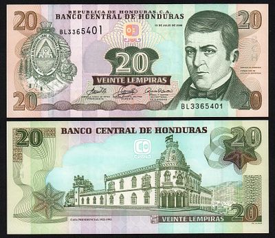 Гондурас 20 лемпир 2006 год UNC!. Бумага. За пределы Российской Федерации лоты не отправляем!