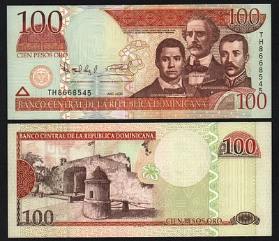Доминикана 100 песо 2006 год UNC!. Бумага. За пределы Российской Федерации лоты не отправляем!