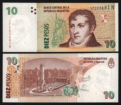 Аргентина 10 песо, UNC!. Бумага. За пределы Российской Федерации лоты не отправляем!
