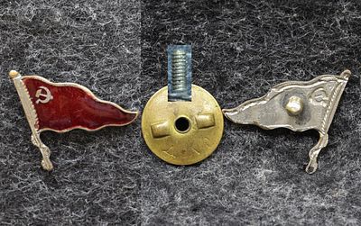 Знак с кокарды капитана речного пароходства 30-е годы. Томпак, эмаль. Маленький размер За 