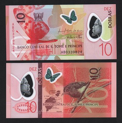 Банкнота Сан-Томе и Принсипи 10 добра 2016 год UNC!. Пластик. За пределы Российской Федерации 