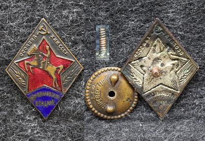 Знак Ворошиловский всадник ОСОАВИАХИМ СССР 30-е годы. Сталь, эмаль. Размер 34 на 26 мм. Знак в 