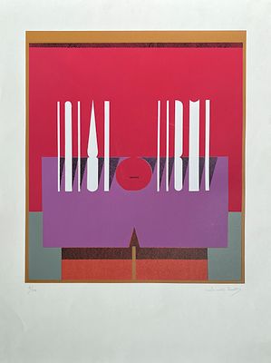 Amalia Nieto - AMALIA NIETO (Escuela uruguaya, 1907-2003)Grabado serigráfico "Formas" Firmado 