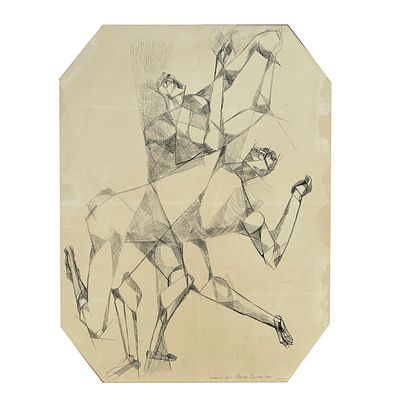 Nerses Ounanián - NERSES OUNANIÁN (Escuela uruguaya, 1924-1957)Tinta sobre cartulina "Atletas" 