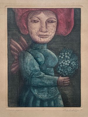 Luis Alberto Solari - LUIS ALBERTO SOLARI (Escuela uruguaya, 1918-1993)Grabado "Muñeca Angélica" 