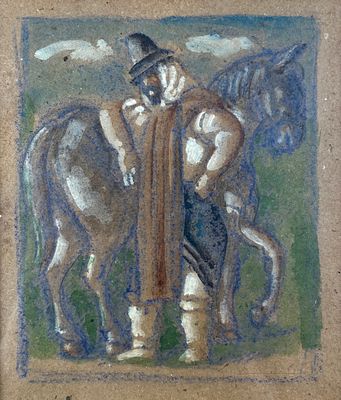 Luis Alberto Solari - LUIS ALBERTO SOLARI (Escuela uruguaya, 1918-1993)Lápiz azul y acuarela sobre 