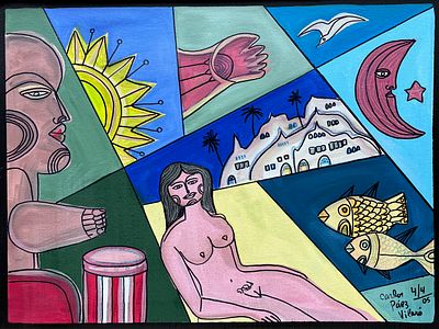 Carlos Páez Vilaró - CARLOS PÁEZ VILARÓ (Escuela uruguaya, 1923-2014)Acrílico sobre tela "Alcancía 