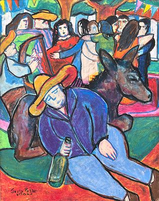 Jorge Páez Vilaró - JORGE PÁEZ VILARÓ (Escuela uruguaya, 1922-1994)Pastel sobre cartulina "Día de 