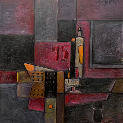 Juan Storm - JUAN STORM (Escuela uruguaya, 1927-1995)Óleo sobre tela "Constructivo" Firmado arriba 