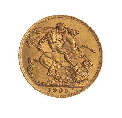 Moneda de una libra en oro - Moneda brit&aacute;nica en oro denominaci&oacute;n 1 libra del a&ntilde;o 1926.