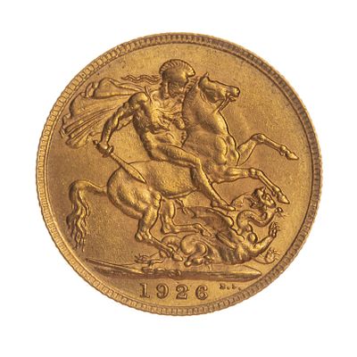 Moneda de una libra en oro - Moneda brit&aacute;nica en oro denominaci&oacute;n 1 libra del a&ntilde;o 1926.