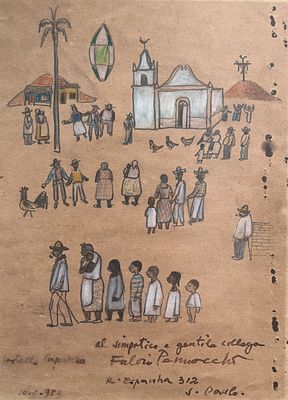 Fulvio Pennacchio - FULVIO PENNACCHIO (Escuela brasile&ntilde;a, 1905-1992) T&eacute;mpera y l&aacute;piz sobre papel 