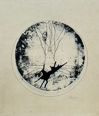 Osvaldo Salerno - OSVALDO SALERNO (Escuela paraguaya, 1952) Grabado "Autorretrato en un papel de 