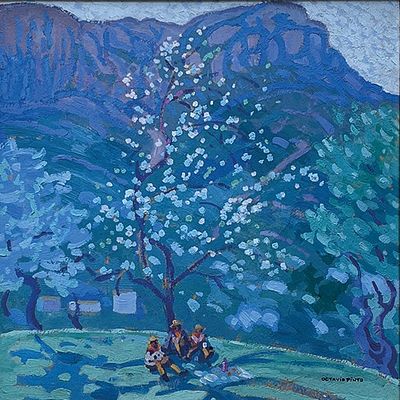 Octavio Pinto - OCTAVIO PINTO (Escuela argentina, 1890-1941) &Oacute;leo sobre fibra "Descanso en la 