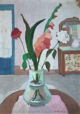 Jos&eacute; Luis Menghi - JOS&Eacute; LUIS MENGHI (Escuela argentina, 1904-1985) &Oacute;leo sobre cart&oacute;n "Flores" 