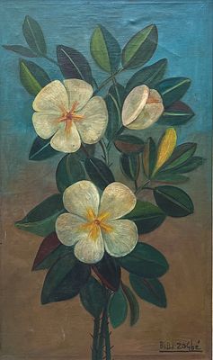 Bib&iacute; Zogb&eacute; - BIB&Iacute; ZOGB&Eacute; (Escuela libanesa, 1980-1973) &Oacute;leo sobre tela "Magnolias" Firmado abajo a 