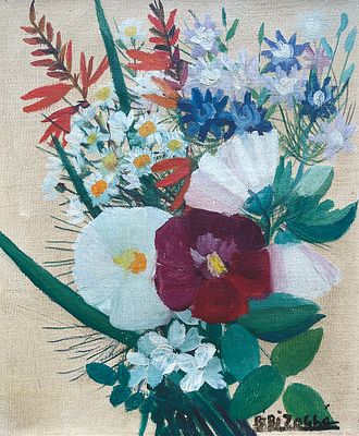 Bib&iacute; Zogb&eacute; - BIB&Iacute; ZOGB&Eacute; (Escuela libanesa, 1890-1975) &Oacute;leo sobre tela "Ramo" Firmado abajo a la 