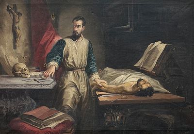 Cristofor Alandi - CRISTOFOR ALANDI (Escuela espa&ntilde;ola, 1856-1896) &Oacute;leo sobre tela "Lecci&oacute;n de 