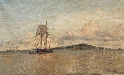 Edoardo de Martino - EDOARDO DE MARTINO (Escuela italiana, 1838-1912) &Oacute;leo sobre tela "Bah&iacute;a de 