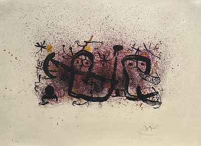 Joan Mir&oacute; - JOAN MIR&Oacute; (Escuela espa&ntilde;ola, 1893-1893) Litograf&iacute;a "Personajes" Firmado a l&aacute;piz abajo 