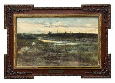 Josep Pag&eacute;s y Ortiz - JOSEP PAG&Eacute;S Y ORTIZ (Escuela espa&ntilde;ola, 1870-1902) &Oacute;leo sobre tela "Paisaje 