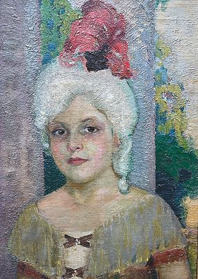 An&oacute;nimo - An&oacute;nimo &Oacute;leo sobre cart&oacute;n "Retrato de dama" 48 x 34 cm