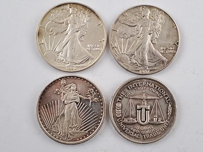 4 onzas de plata Estados Unidos - Cuatro piezas estadounidenses en plata 999,99: dos monedas 