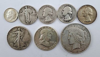 Estados unidos 8 monedas de plata - Conjunto de ocho monedas estadounidenses en plata 900: 1 d&oacute;lar 