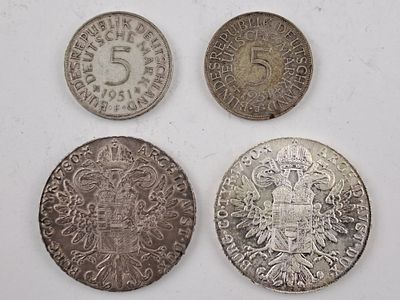 Alemania y Austria 4 monedas de plata - Cuatro monedas en plata: dos alemanas en plata 625 