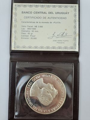 Uruguay moneda de plata certificada - Moneda uruguaya denominaci&oacute;n 2.000 pesos de 1983 