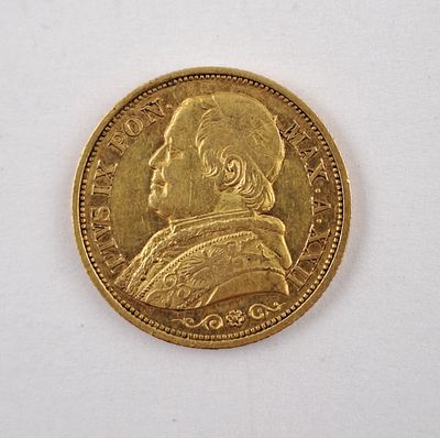 Vaticano 1867 20 lire de oro - Moneda de los Estados Pontificios, Vaticano, en oro 900 &eacute;poca P&iacute;o 