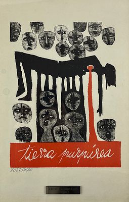 LEONILDA GONZ&Aacute;LEZ - LEONILDA GONZ&Aacute;LEZ (Escuela uruguaya, 1923-2017) Grabado xilogr&aacute;fico "Tierra 