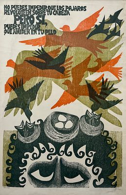 LEONILDA GONZ&Aacute;LEZ - LEONILDA GONZ&Aacute;LEZ (Escuela uruguaya, 1923-2017) Grabado xilogr&aacute;fico "No puedes 