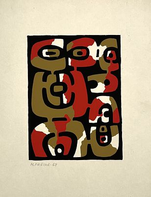MAR&Iacute;A FREIRE - MAR&Iacute;A FREIRE (Escuela uruguaya, 1917-2015) Grabado serigr&aacute;fico “17 de Julio” , de 