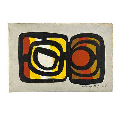 MAR&Iacute;A FREIRE - MAR&Iacute;A FREIRE (Escuela uruguaya, 1917-2015) Acr&iacute;lico sobre cartulina “Formas en 