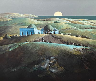 JORGE DAMIANI - JORGE DAMIANI (Escuela uruguaya, 1931-2017) &Oacute;leo sobre tela "Paisaje costero con 