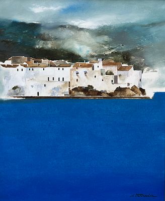 IGNACIO ITURRIA - IGNACIO ITURRIA (Escuela uruguaya, 1949-) &Oacute;leo sobre tela "Cadaqu&eacute;s" Firmado 